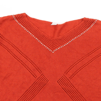 Womens UK Size 16 Preworn Orange Pullover Jumper