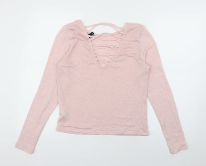 Womens UK Size L Divided Pink Pullover Jumper