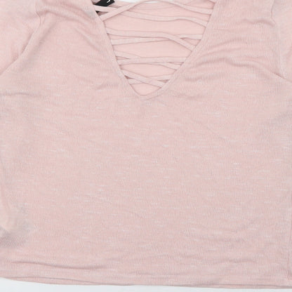 Womens UK Size L Divided Pink Pullover Jumper