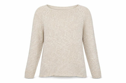 Front view of New Look women’s ivory boat neck acrylic jumper, size UK 6