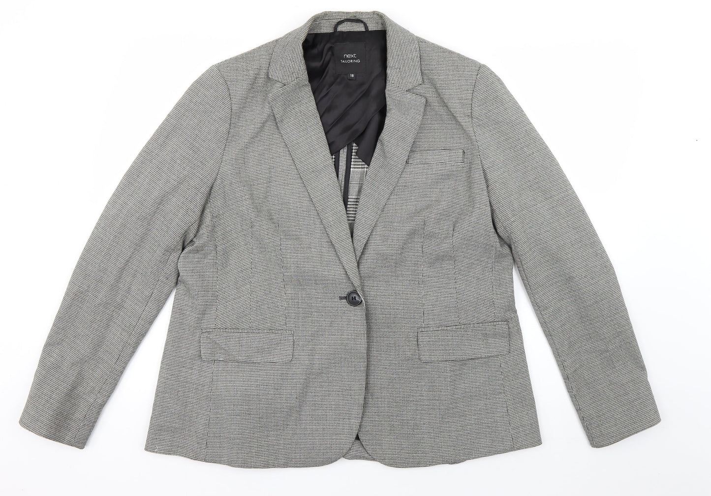 NEXT Womens Black Check Polyester Jacket Suit Jacket Size 12