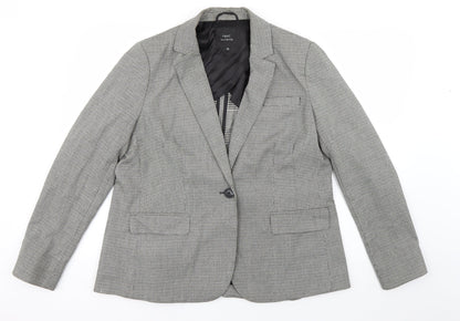 NEXT Womens Black Check Polyester Jacket Suit Jacket Size 12