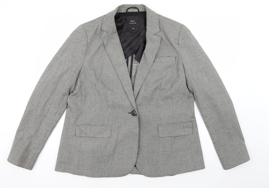 NEXT Womens Black Check Polyester Jacket Suit Jacket Size 12