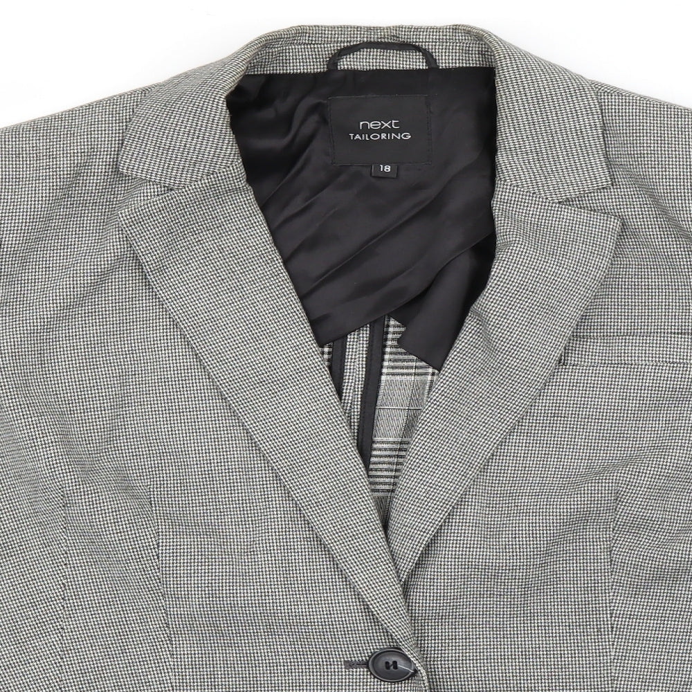 NEXT Womens Black Check Polyester Jacket Suit Jacket Size 12