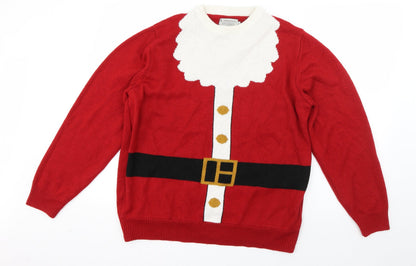 TU Girls Red Round Neck  Acrylic Pullover Jumper Size L  Pullover - Santa Claus