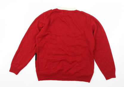 TU Girls Red Round Neck  Acrylic Pullover Jumper Size L  Pullover - Santa Claus