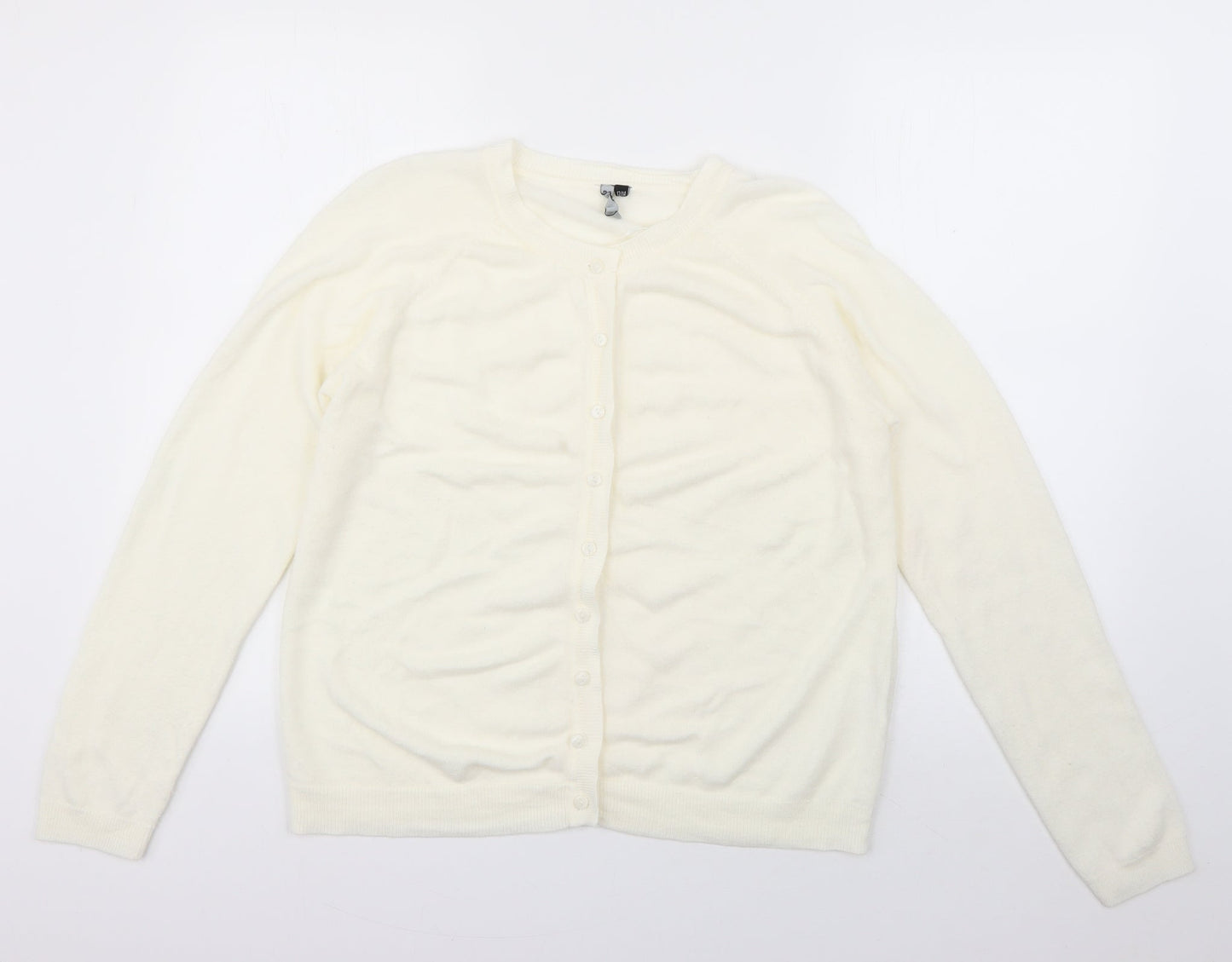 intuition Womens Ivory Round Neck  Acrylic Cardigan Jumper Size 12