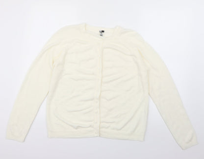 intuition Womens Ivory Round Neck  Acrylic Cardigan Jumper Size 12