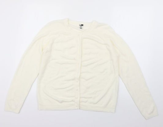 intuition Womens Ivory Round Neck  Acrylic Cardigan Jumper Size 12