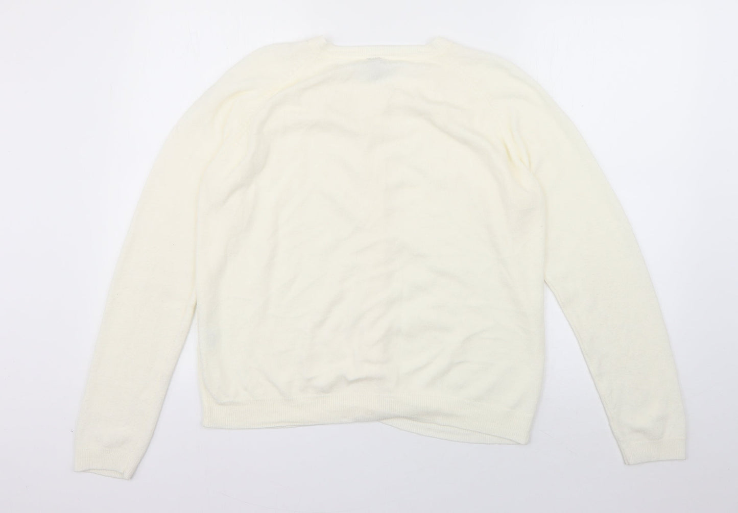 intuition Womens Ivory Round Neck  Acrylic Cardigan Jumper Size 12