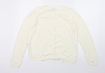 intuition Womens Ivory Round Neck  Acrylic Cardigan Jumper Size 12