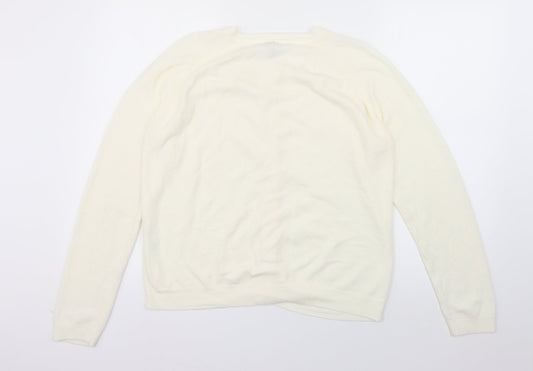 intuition Womens Ivory Round Neck  Acrylic Cardigan Jumper Size 12