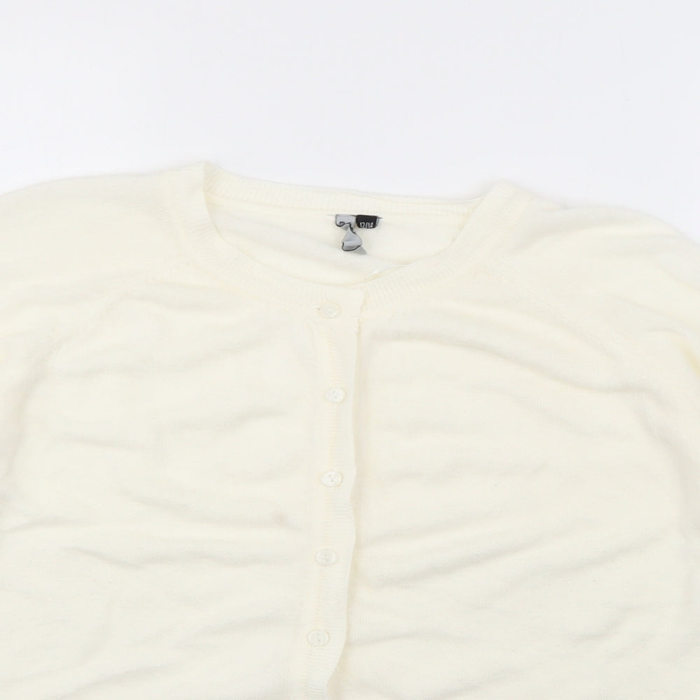 intuition Womens Ivory Round Neck  Acrylic Cardigan Jumper Size 12