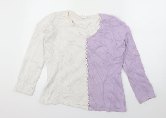 Damart Womens Purple V-Neck  Cotton Pullover Jumper Size 12