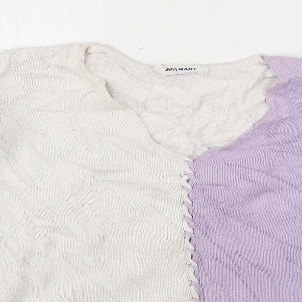 Damart Womens Purple V-Neck  Cotton Pullover Jumper Size 12
