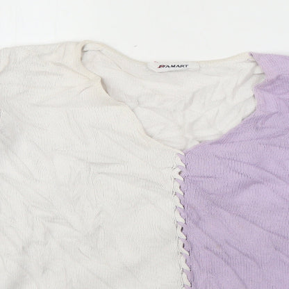 Damart Womens Purple V-Neck  Cotton Pullover Jumper Size 12