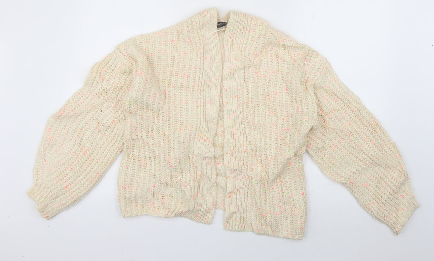Primark Womens Ivory V-Neck  Acrylic Cardigan Jumper Size 10