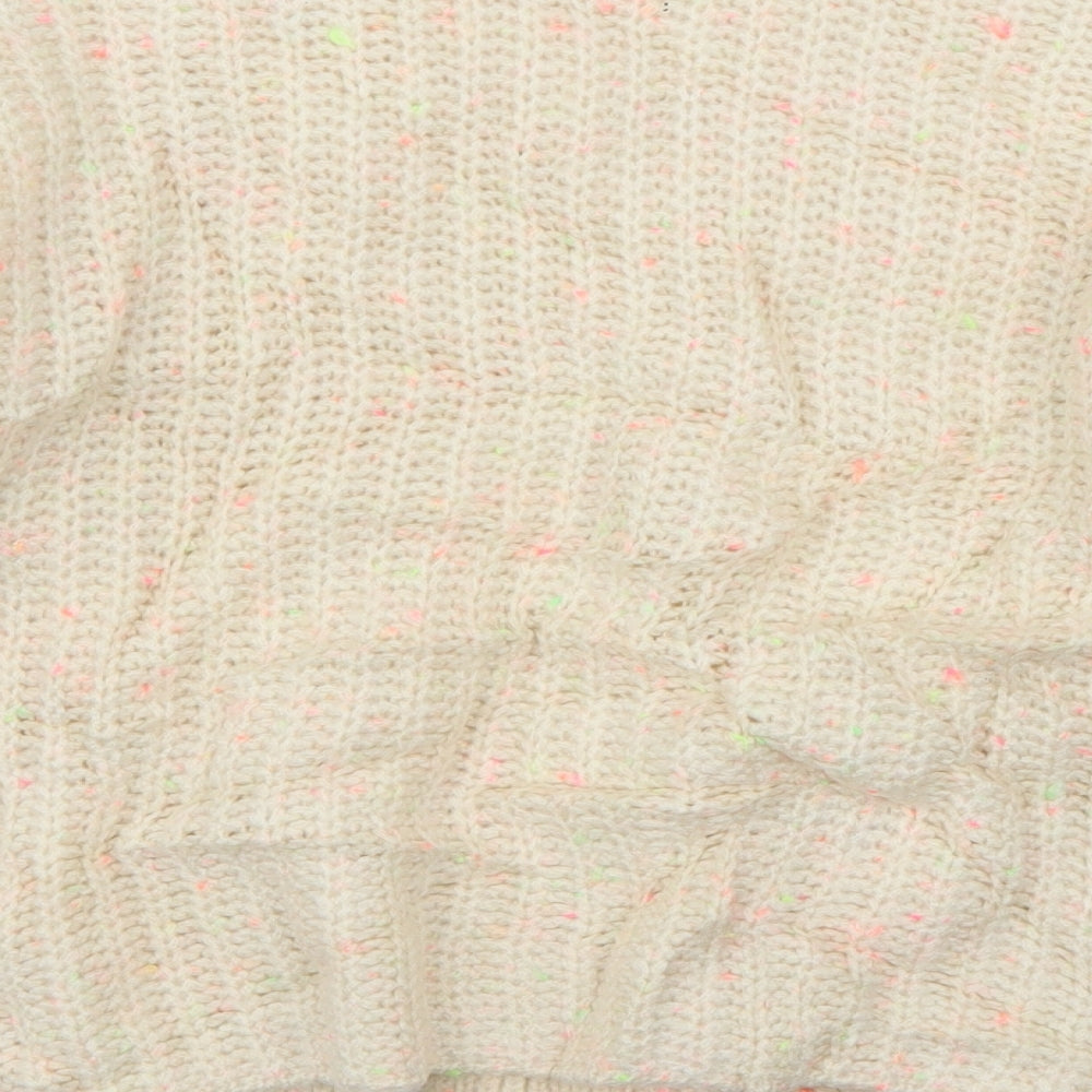 Primark Womens Ivory V-Neck  Acrylic Cardigan Jumper Size 10