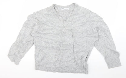 Womens UK Size S Zara Grey Pullover Jumper
