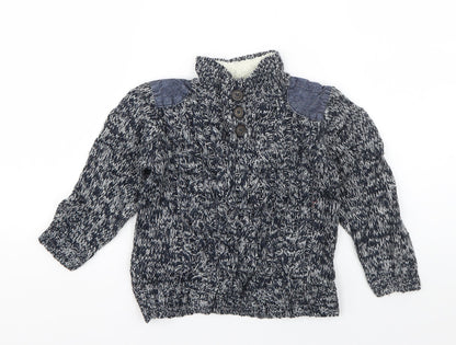 Rebel Girls Blue High Neck  Acrylic Pullover Jumper Size 2-3 Years  Pullover