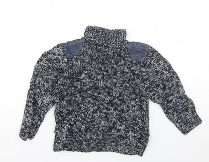 Rebel Girls Blue High Neck  Acrylic Pullover Jumper Size 2-3 Years  Pullover