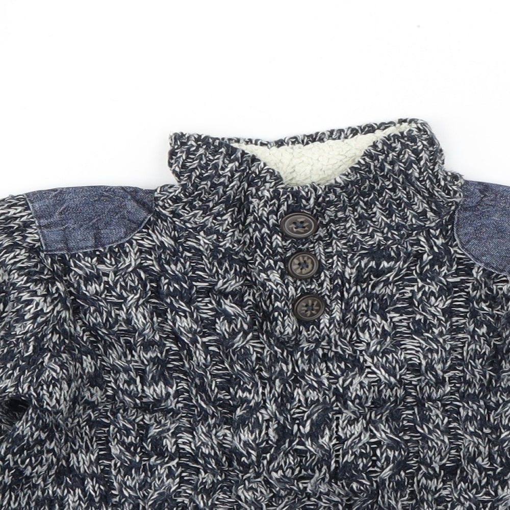 Rebel Girls Blue High Neck  Acrylic Pullover Jumper Size 2-3 Years  Pullover