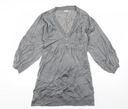 Topshop Womens Grey  Viscose T-Shirt Dress  Size 10  V-Neck Pullover