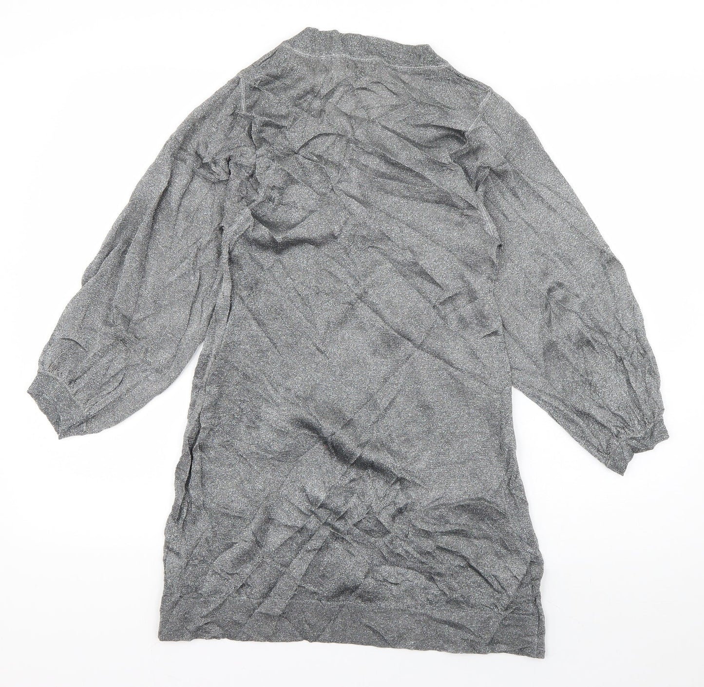 Topshop Womens Grey  Viscose T-Shirt Dress  Size 10  V-Neck Pullover