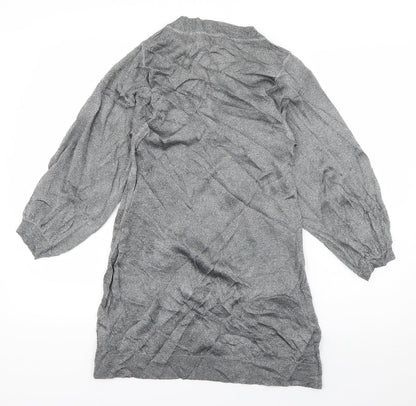 Topshop Womens Grey  Viscose T-Shirt Dress  Size 10  V-Neck Pullover