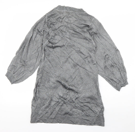 Topshop Womens Grey  Viscose T-Shirt Dress  Size 10  V-Neck Pullover