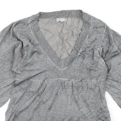 Topshop Womens Grey  Viscose T-Shirt Dress  Size 10  V-Neck Pullover