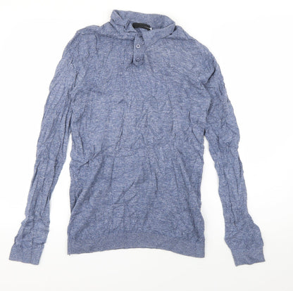 ASOS Mens Blue Collared  Cotton Pullover Jumper Size M
