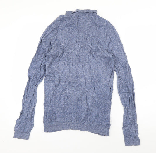 ASOS Mens Blue Collared  Cotton Pullover Jumper Size M