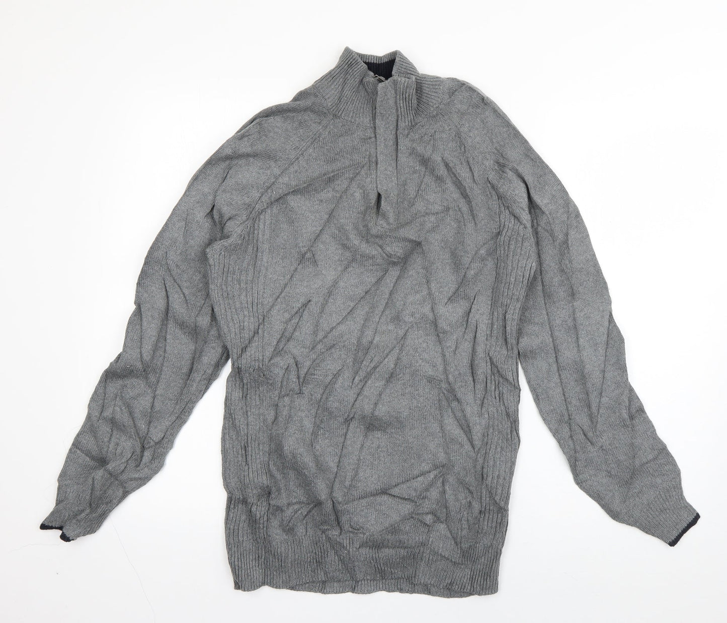Matalan Mens Grey High Neck  Cotton Pullover Jumper Size S