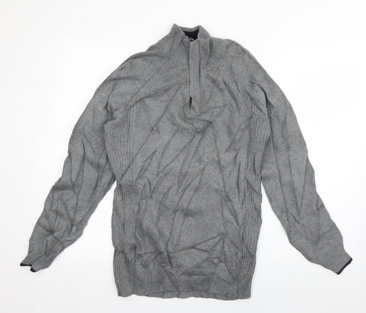 Matalan Mens Grey High Neck  Cotton Pullover Jumper Size S