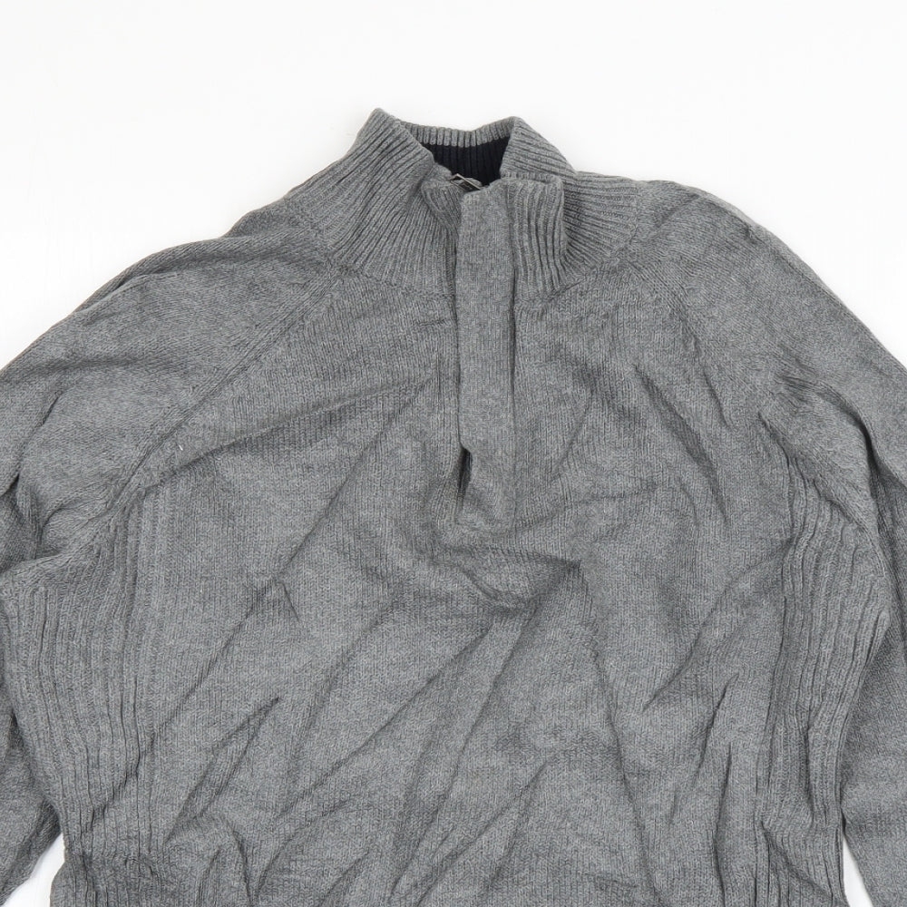 Matalan Mens Grey High Neck  Cotton Pullover Jumper Size S