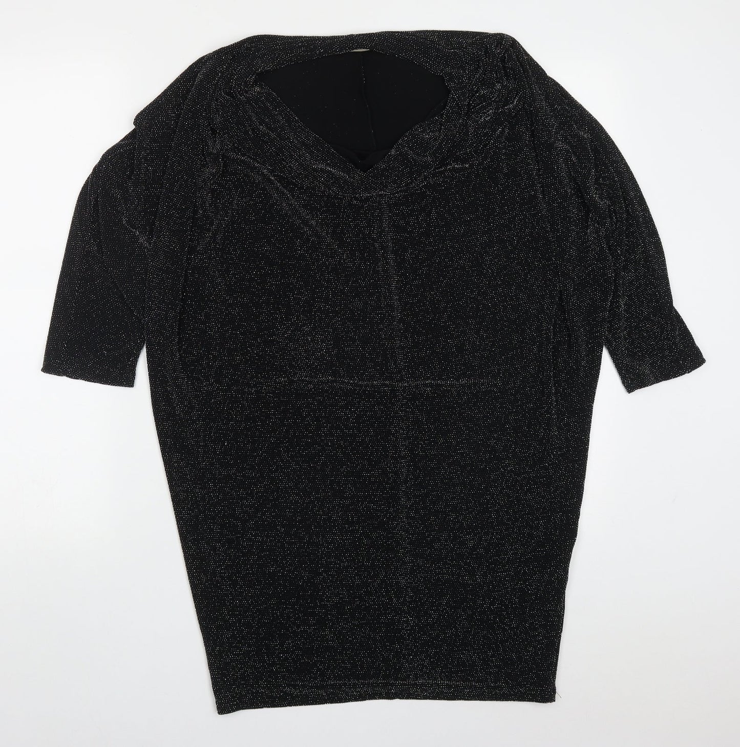 Womens UK Size M Planet Black Basic T-Shirt