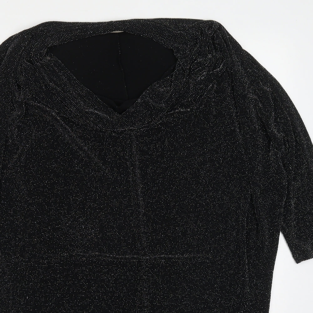 Womens UK Size M Planet Black Basic T-Shirt