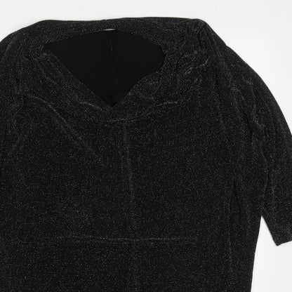 Womens UK Size M Planet Black Basic T-Shirt