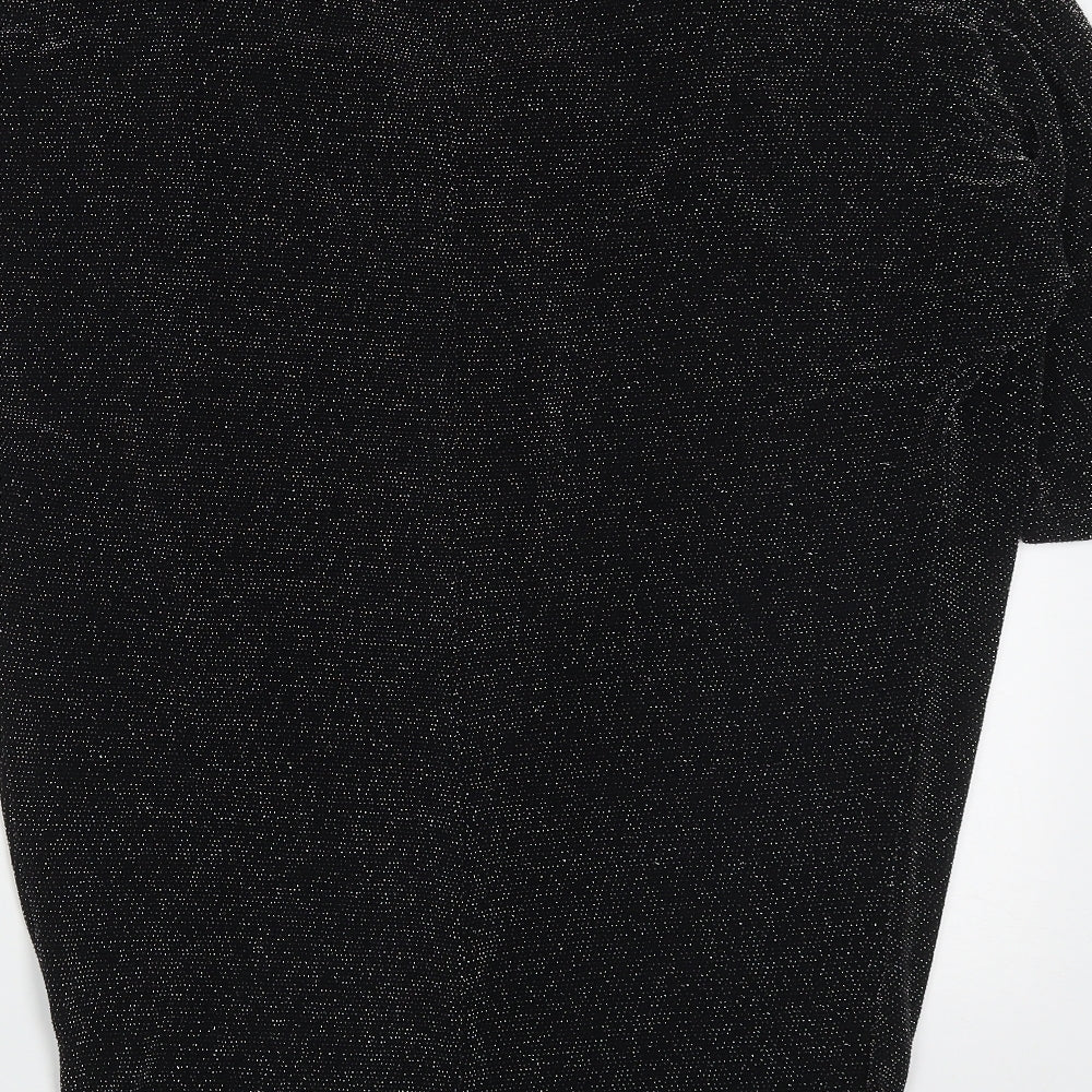 Womens UK Size M Planet Black Basic T-Shirt