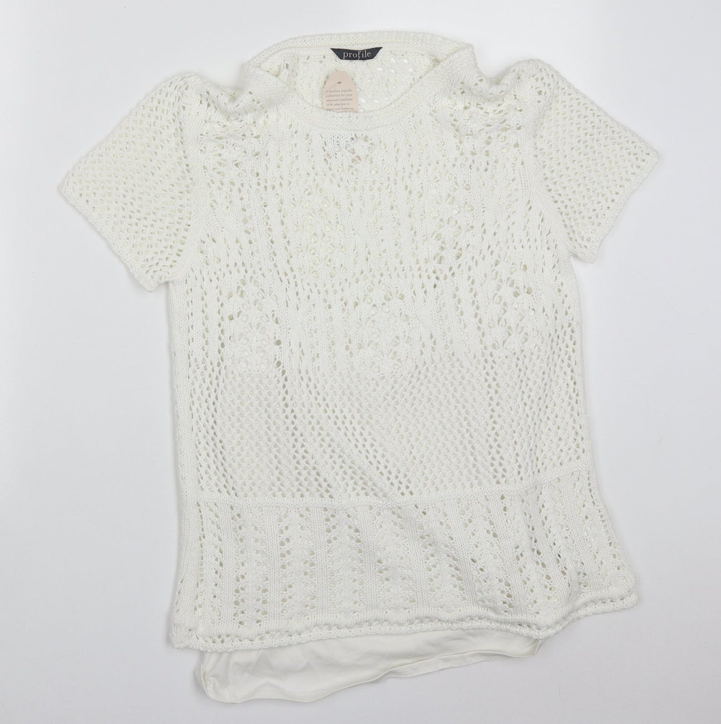 BHS Womens White Round Neck  Acrylic Pullover Jumper Size 14