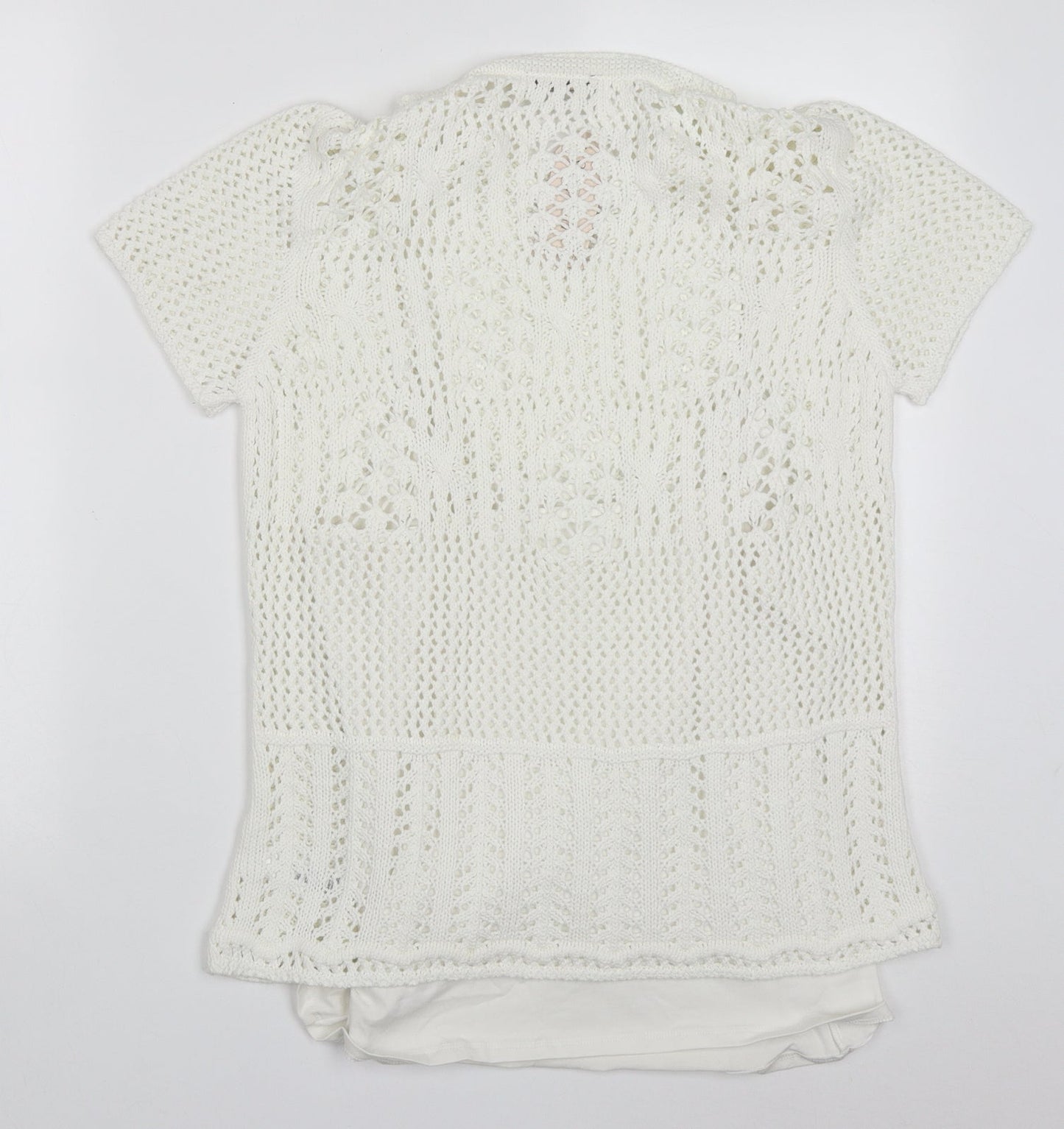 BHS Womens White Round Neck  Acrylic Pullover Jumper Size 14