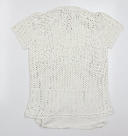 BHS Womens White Round Neck  Acrylic Pullover Jumper Size 14