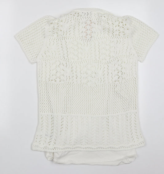 BHS Womens White Round Neck  Acrylic Pullover Jumper Size 14