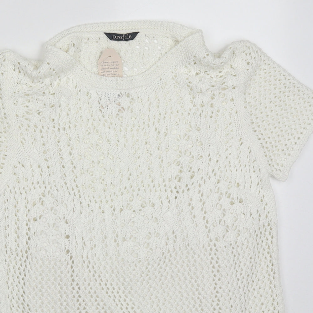 BHS Womens White Round Neck  Acrylic Pullover Jumper Size 14