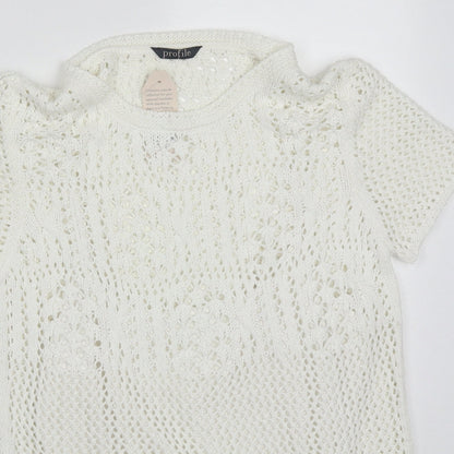 BHS Womens White Round Neck  Acrylic Pullover Jumper Size 14