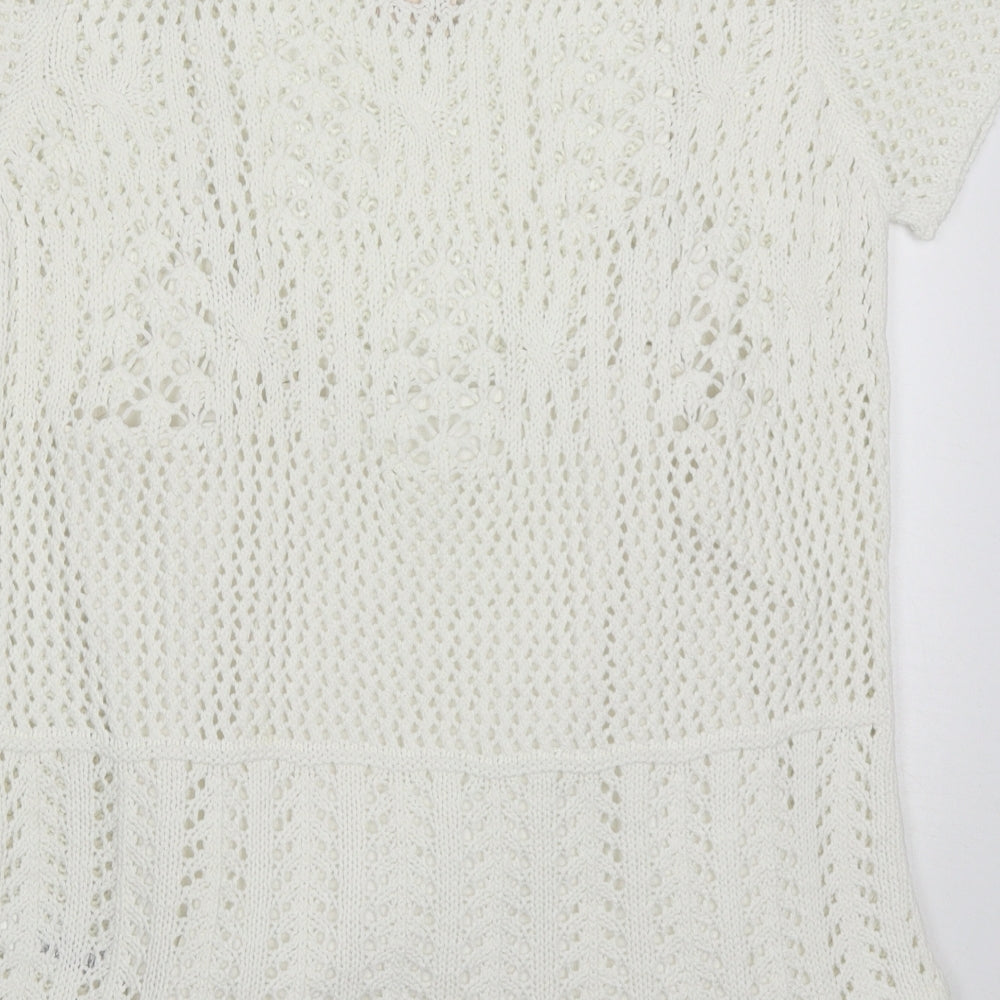 BHS Womens White Round Neck  Acrylic Pullover Jumper Size 14