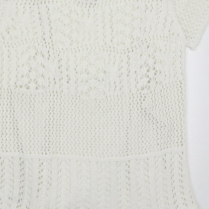 BHS Womens White Round Neck  Acrylic Pullover Jumper Size 14