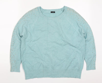 Womens UK Size 14 M&Co Blue Pullover Jumper