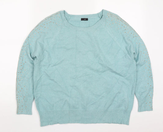 Womens UK Size 14 M&Co Blue Pullover Jumper